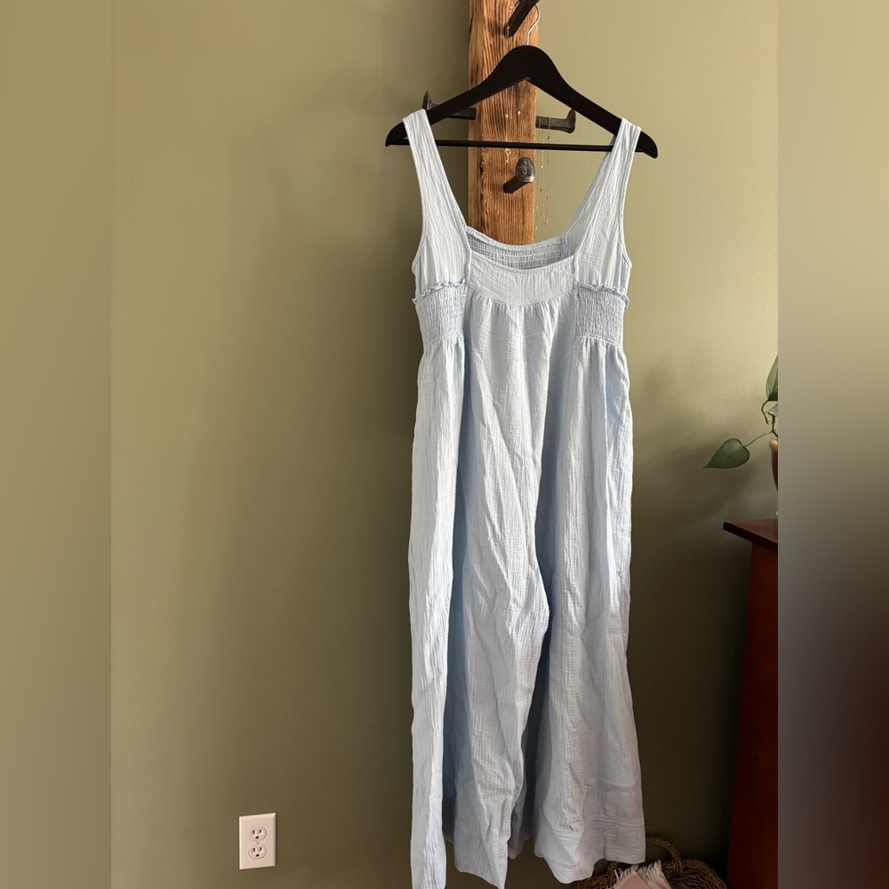 181.) NWOT / SHEIN / Very Wide Leg / Light Blue / Jumpsuit - Picture 6 of 9